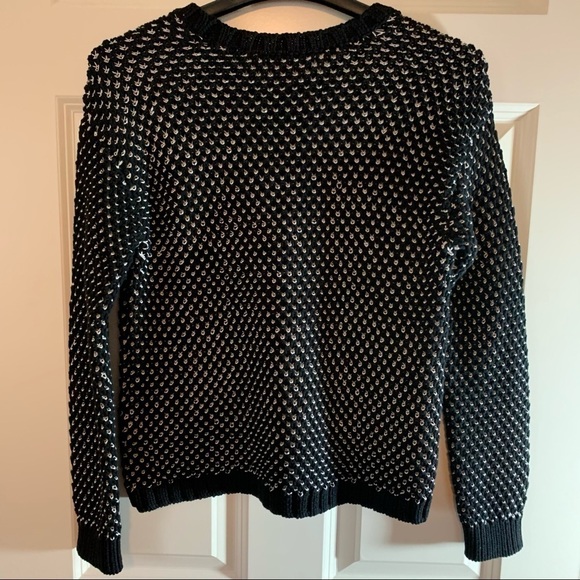 Vince Camuto textured black white crew neck pullover sweater XS - Picture 7 of 7